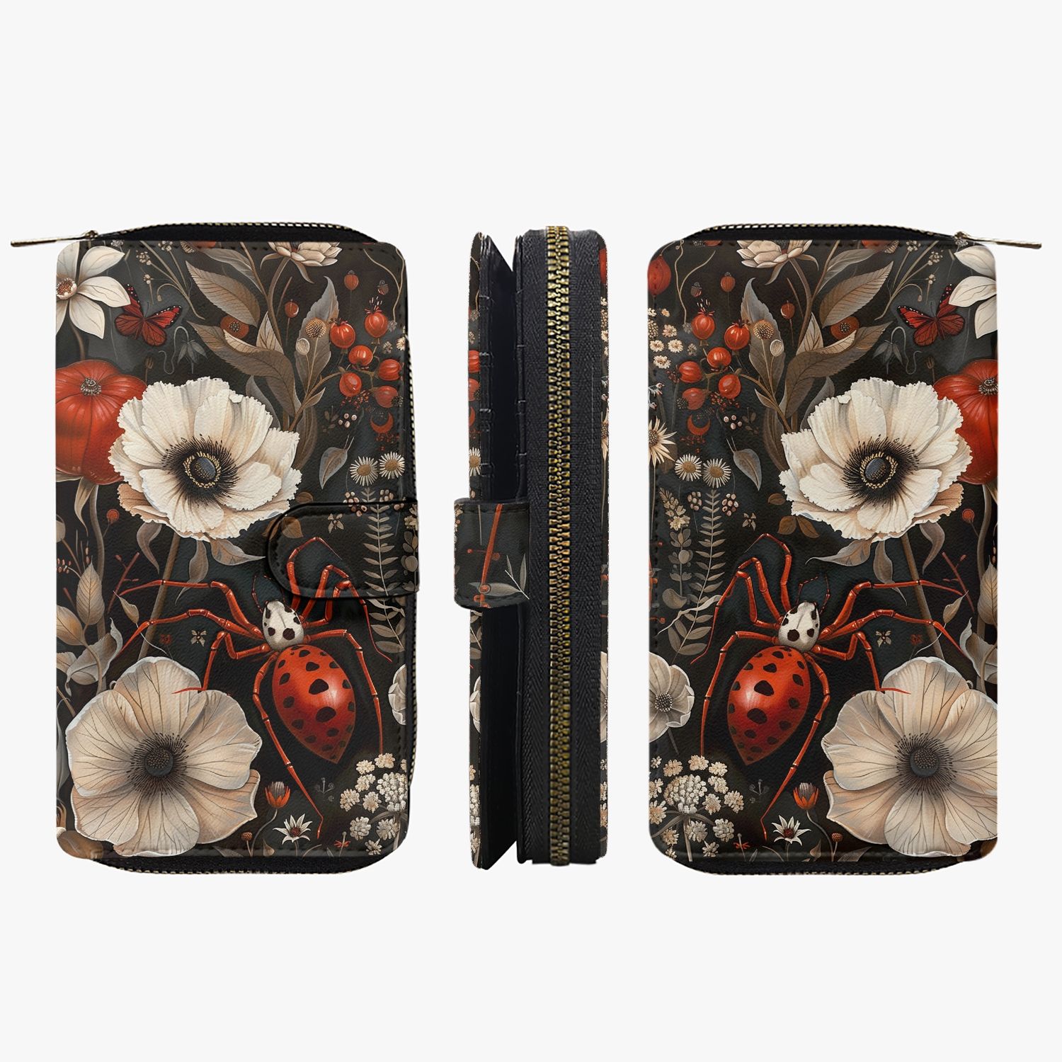Large Vintage Nature Style Purse Floral Spider