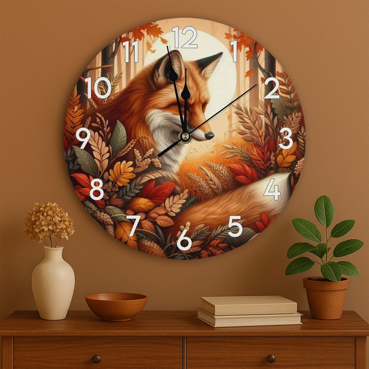 Wall Clock Autumn Fox – Guardian of the Forest