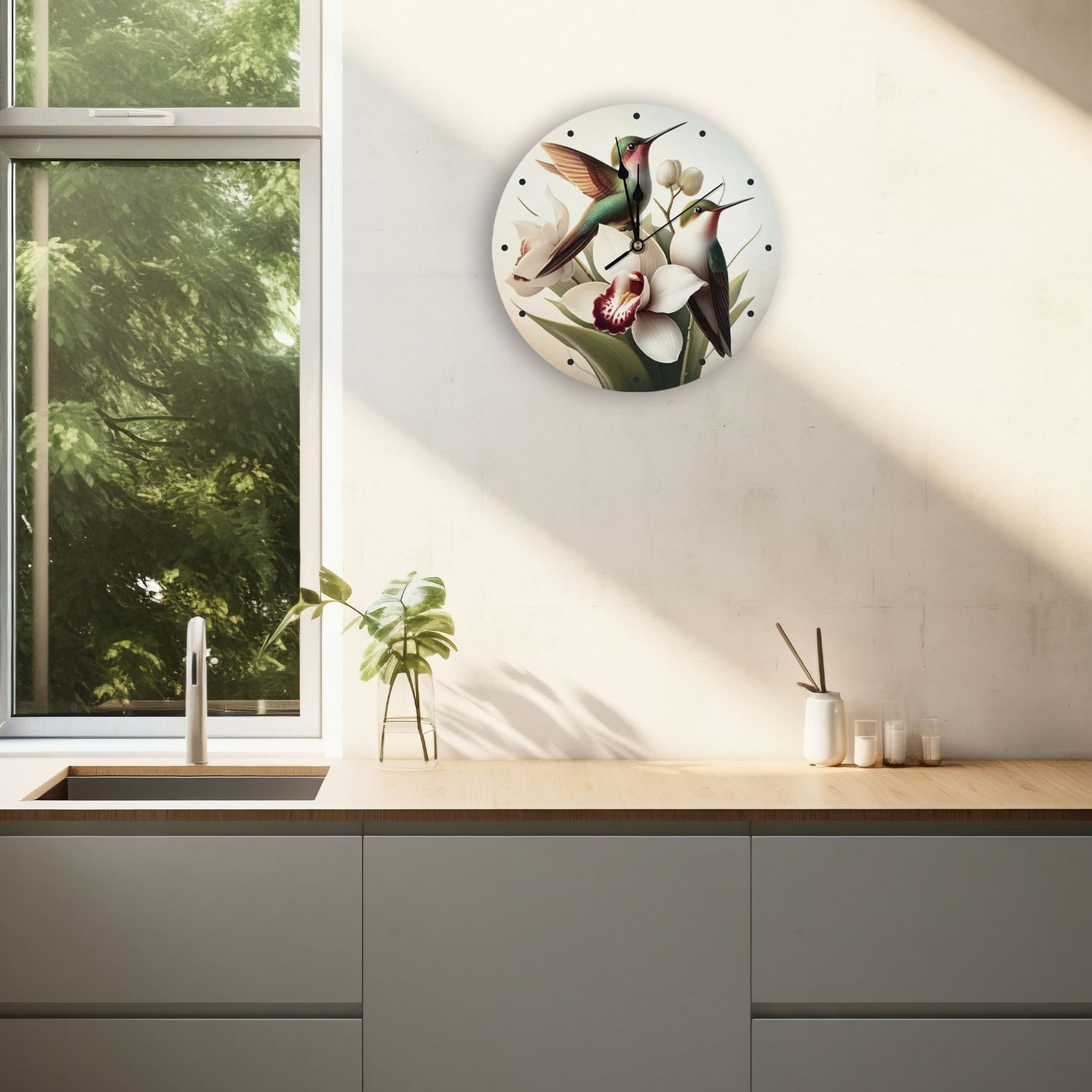 Wall clock “Hummingbird Magic” – elegance &amp; lightness