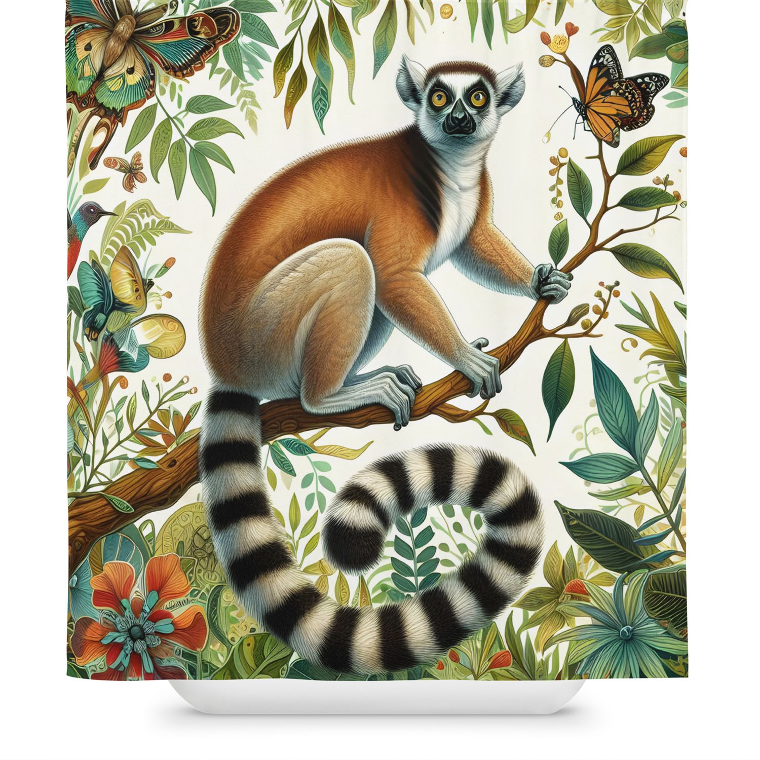 “Jungle Guardian” – Lemur Shower Curtain