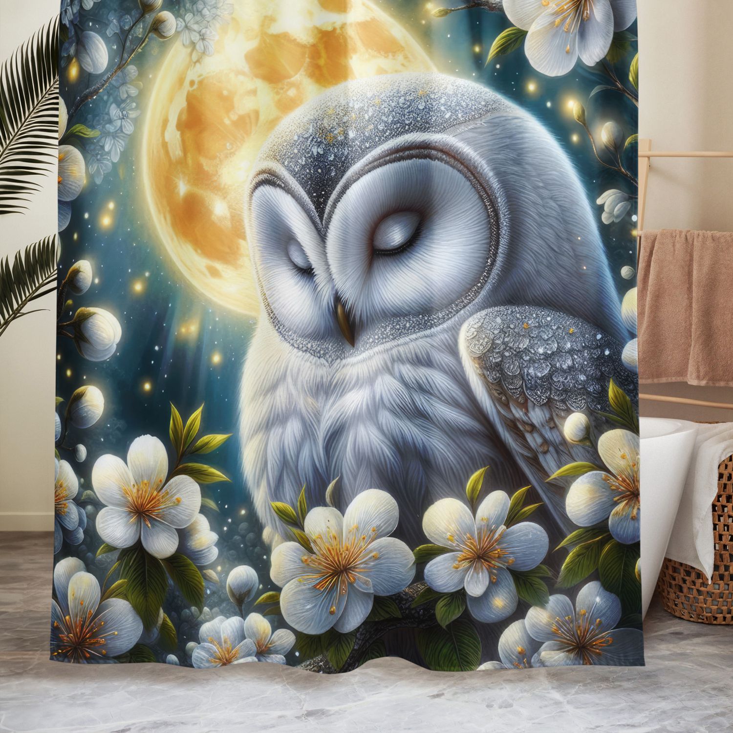 “Moonlit Owl” – Elegance and Magic Shower Curtain
