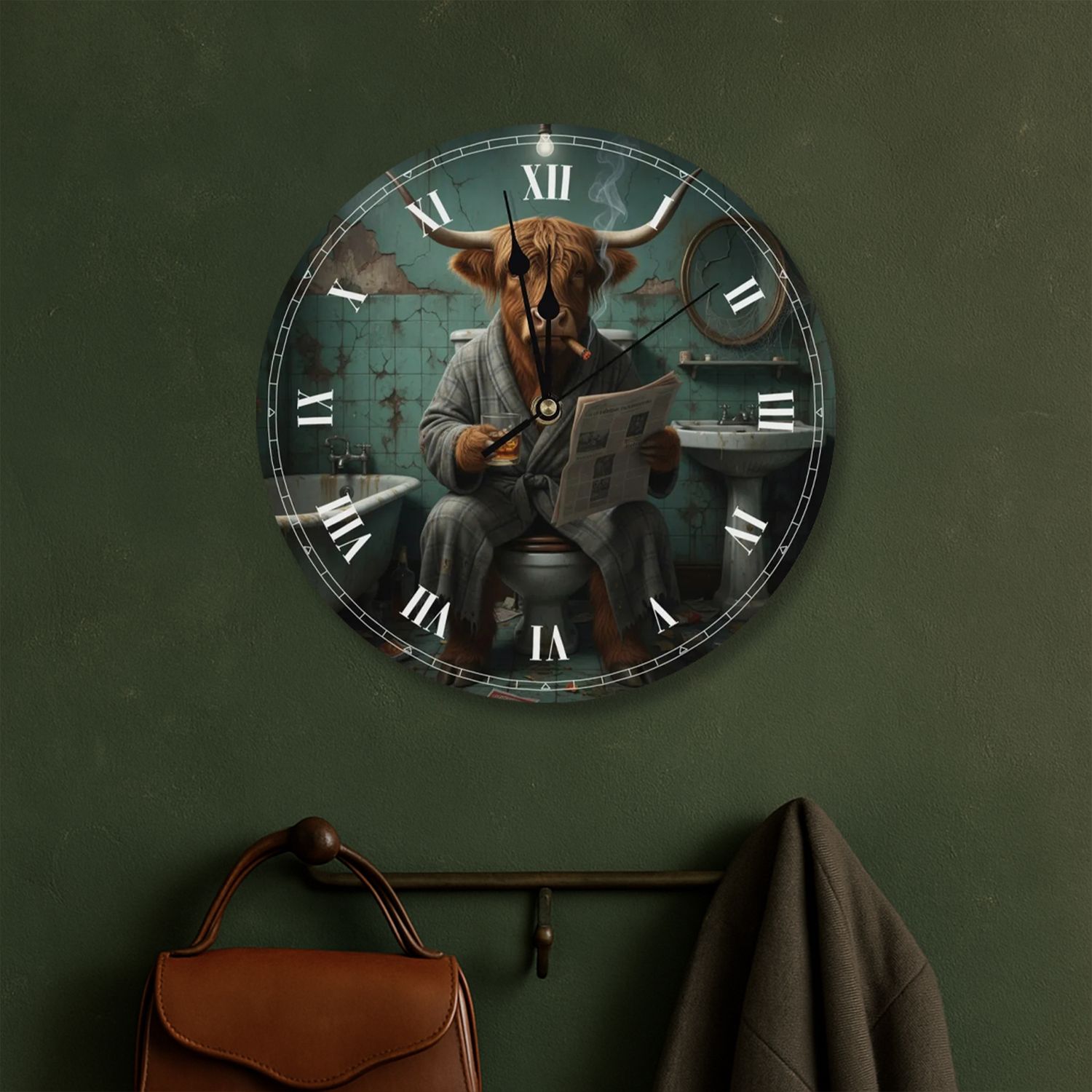 Highland Cow Wall Clock The Fallen Gentleman