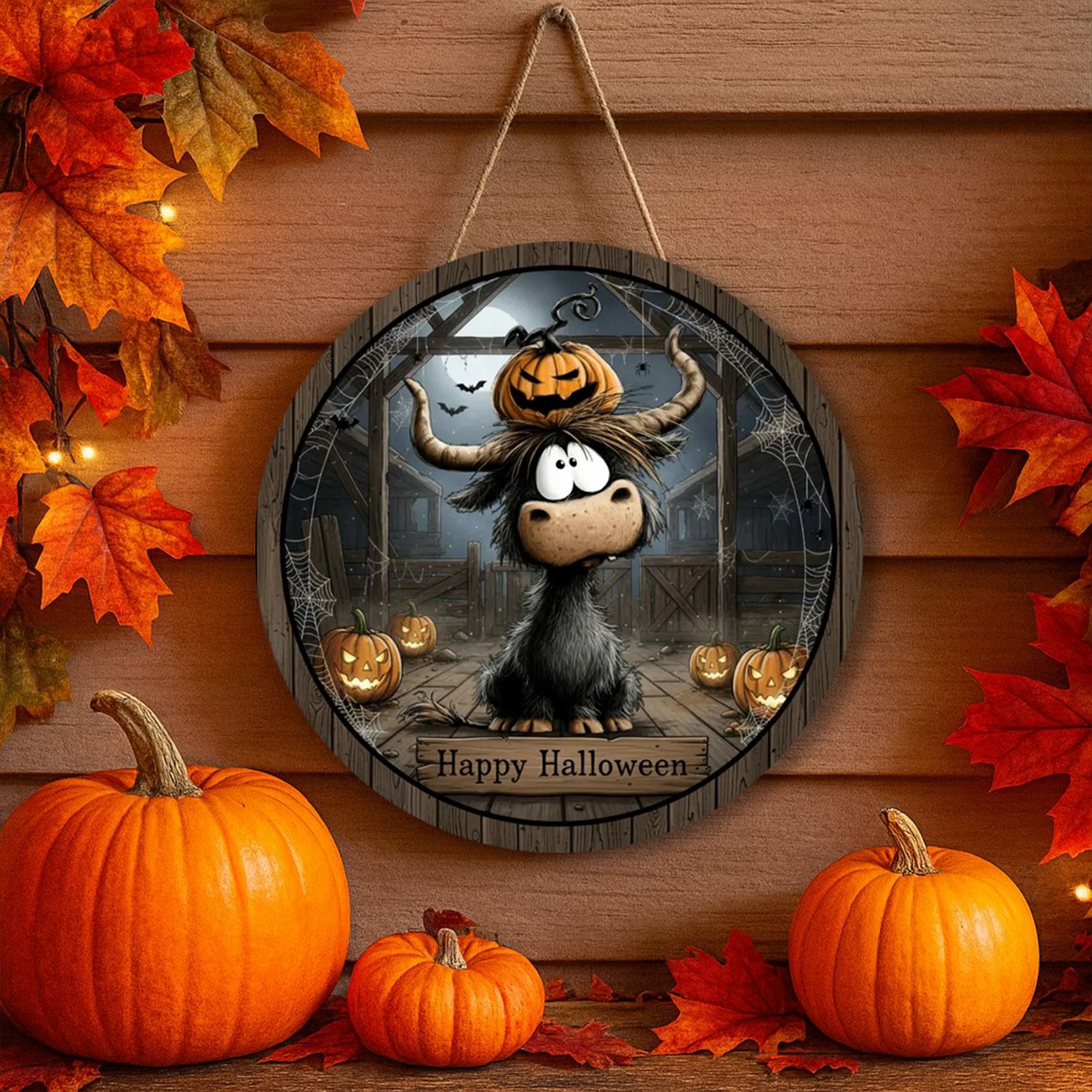 Pumpkin Horns Halloween Decoration Sign