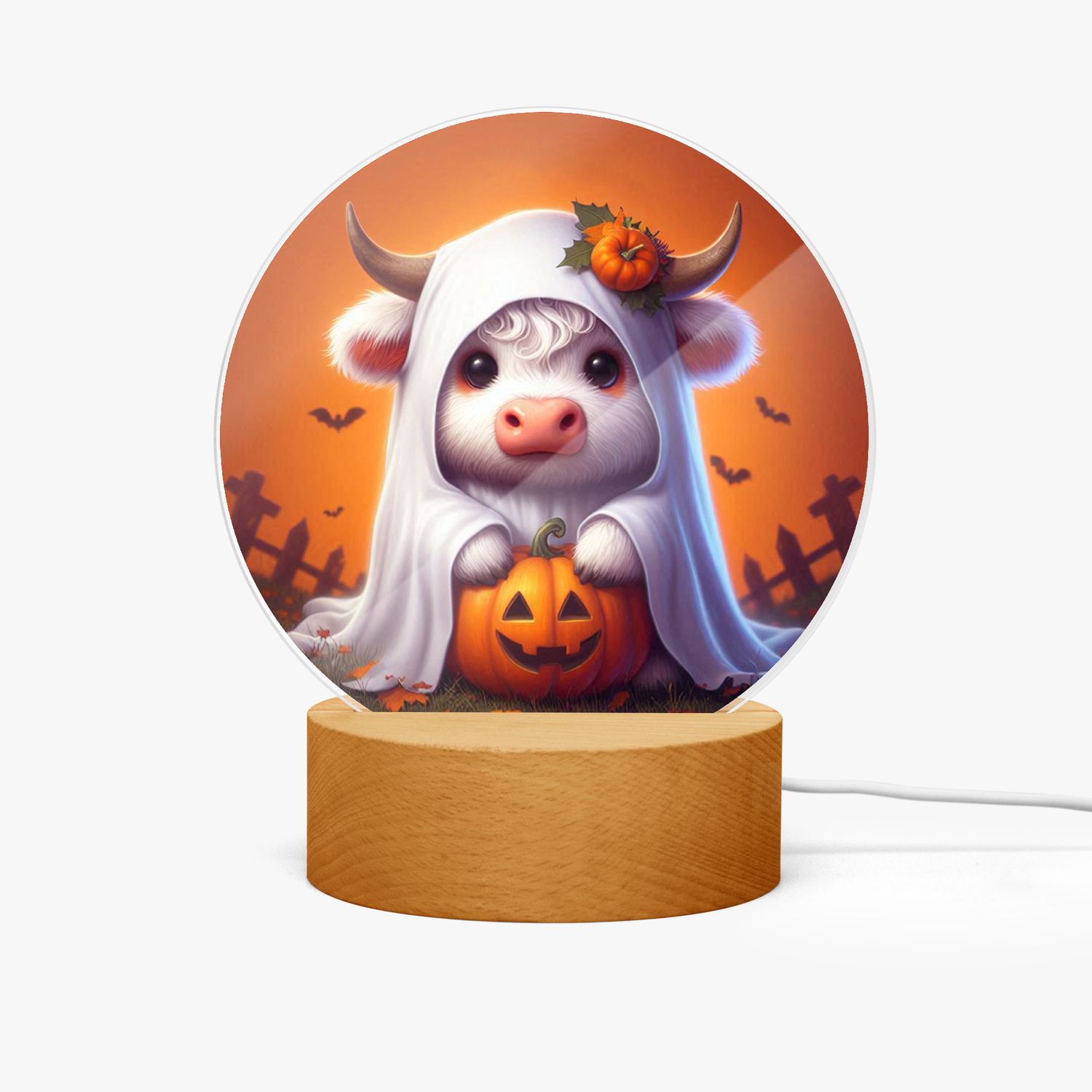 LED acrylic night light Highland Cow Halloween