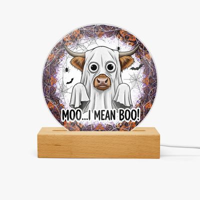 LED Acryl-Nachtlicht Highland Kuh „Moo… I mean Boo!“ – Halloween