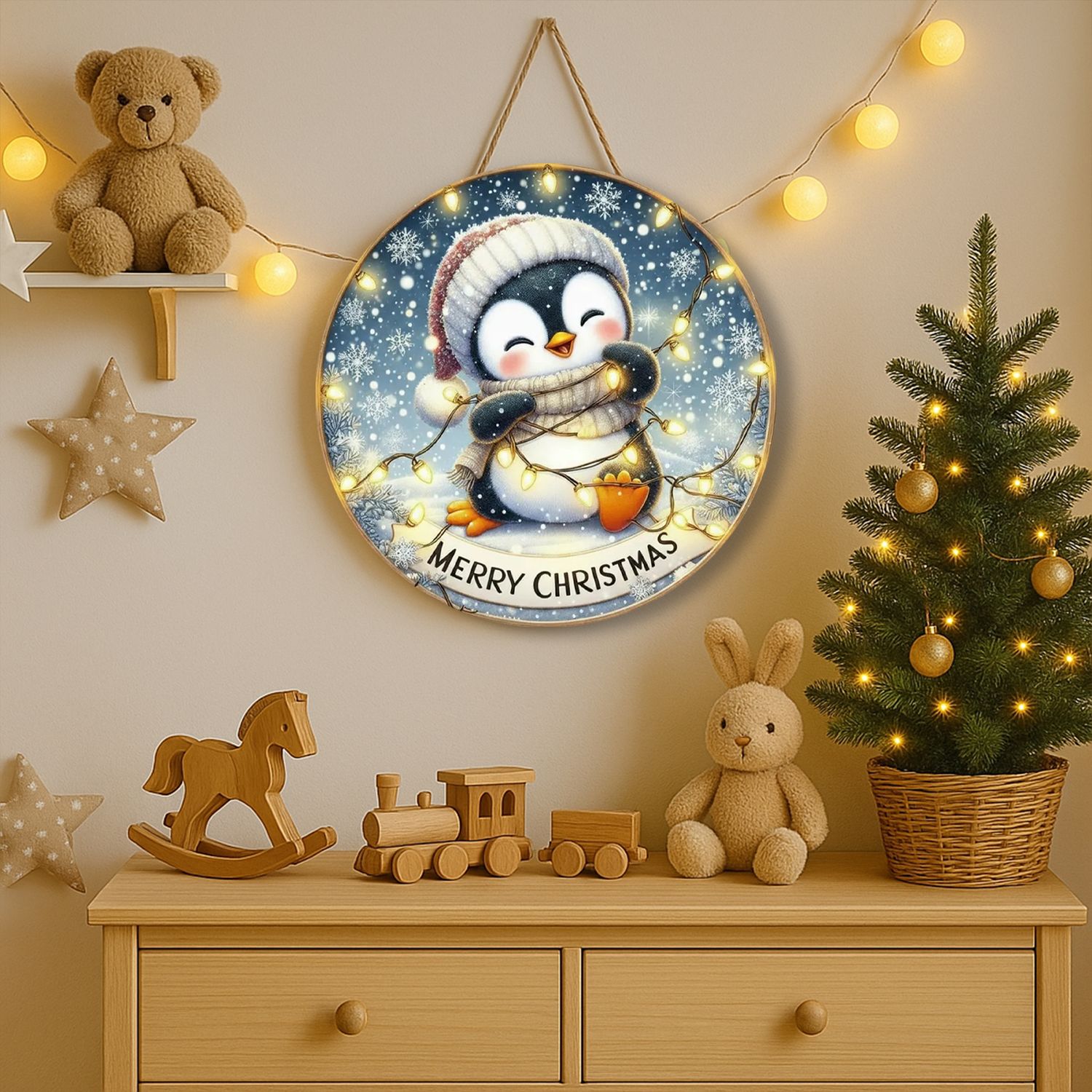 Merry Christmas – Penguin decorative sign