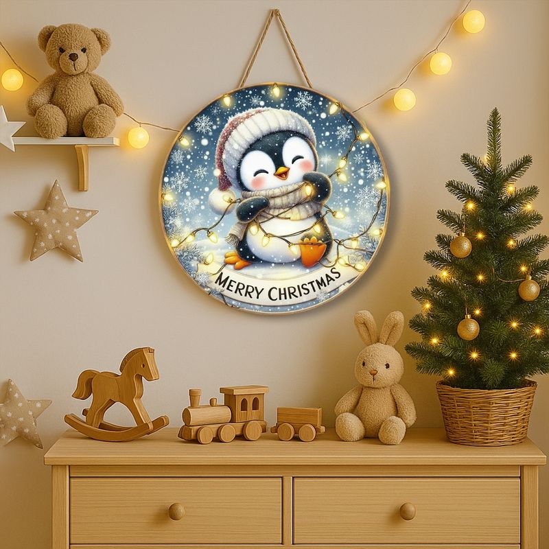 Merry Christmas – Penguin decorative sign