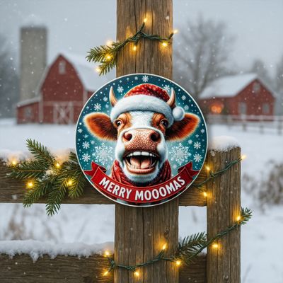Merry Mooomas – Weihnachtskuh Deko-Schild