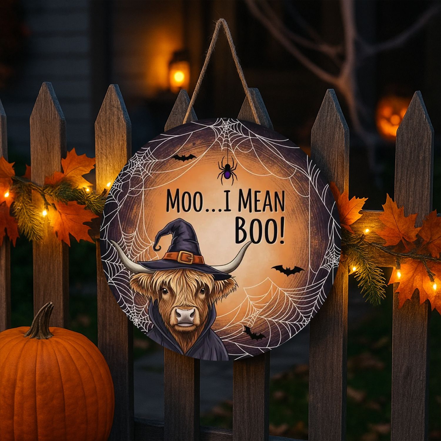 Moo...I Mean Boo! – Halloween cow decorative sign