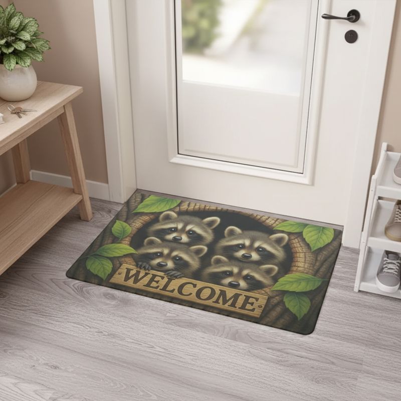 Funny raccoon &quot;Welcome&quot; doormat