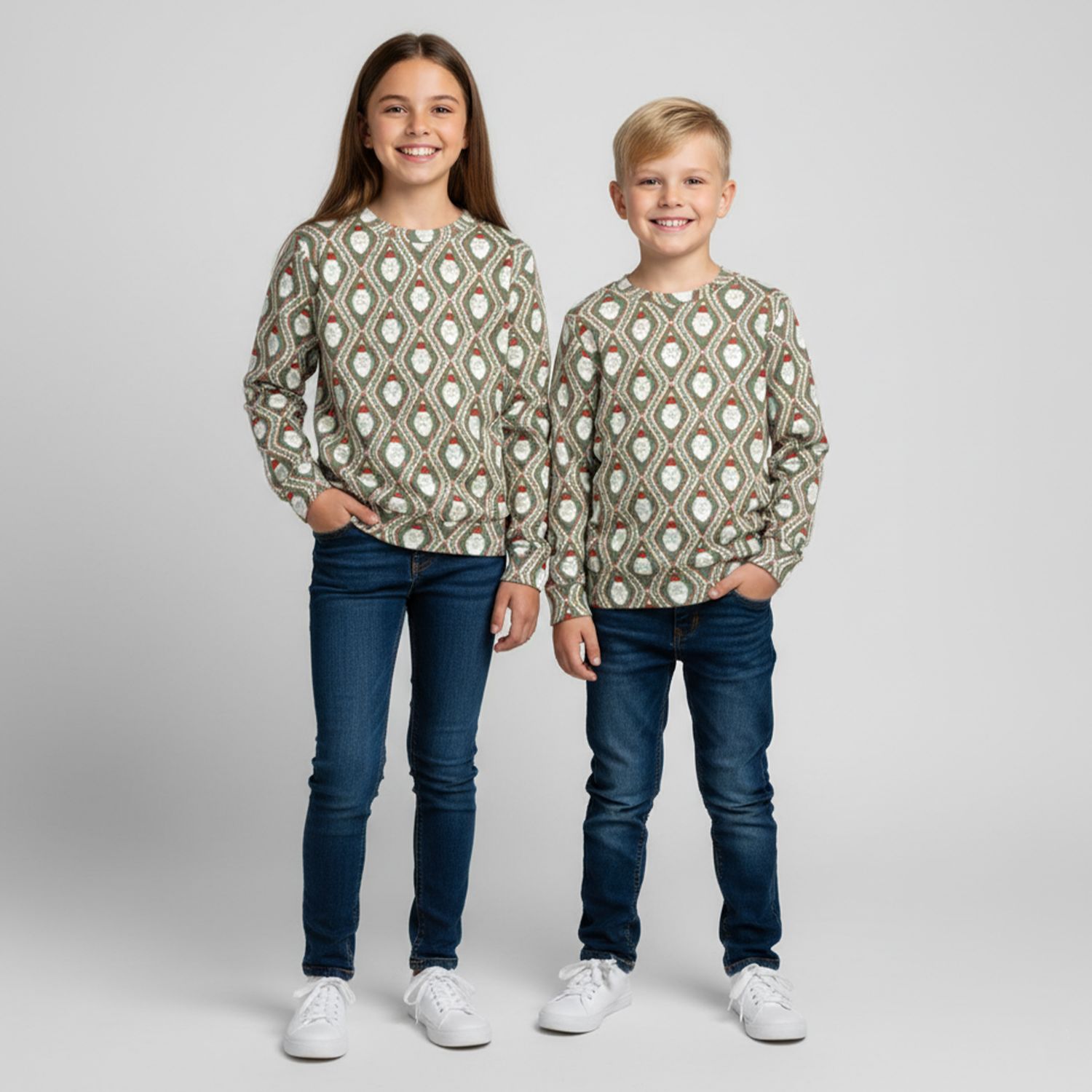 Children&#39;s sweater with festive Santa design