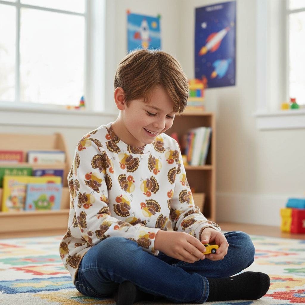 Autumn children&#39;s sweater with turkey motif