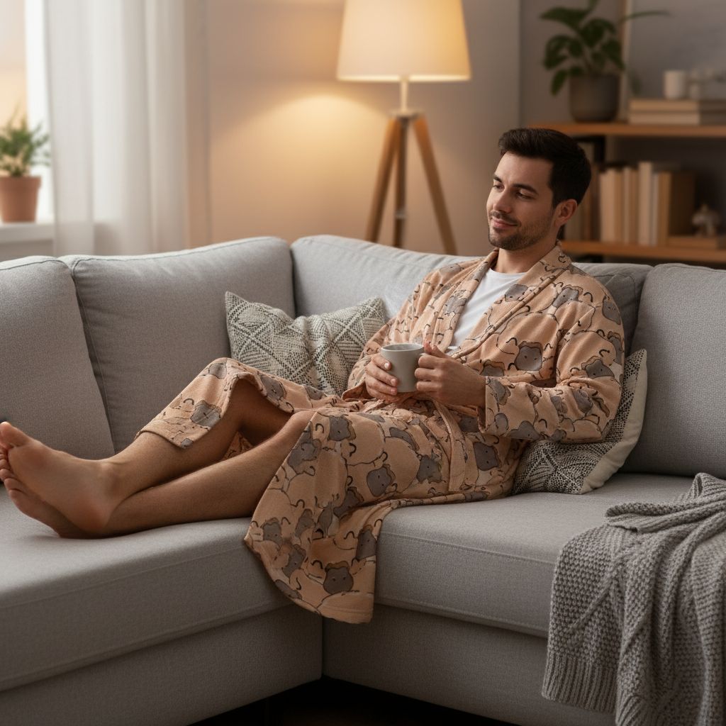 Beige platypus motif bathrobe