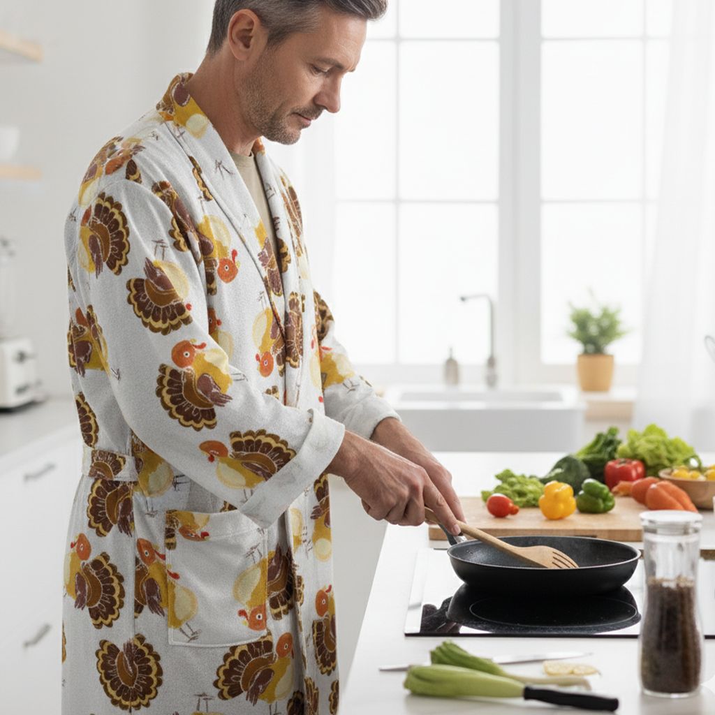 Funny turkey design bathrobe