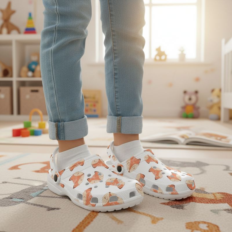 Clogs with a cute fox design