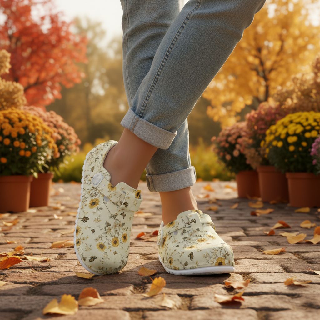 Closed clogs - sunflower design