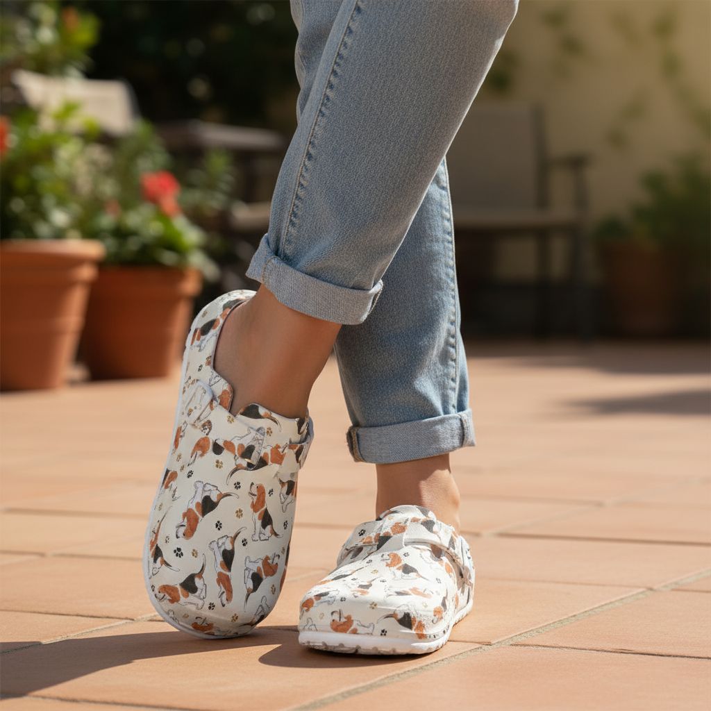 Closed clogs - Beagle dog motif
