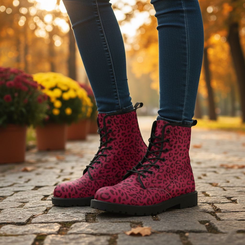 Leopardenmuster Lederstiefel Wild Panthera