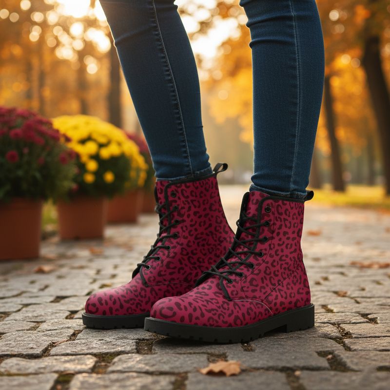 Leopardenmuster Lederstiefel Wild Panthera