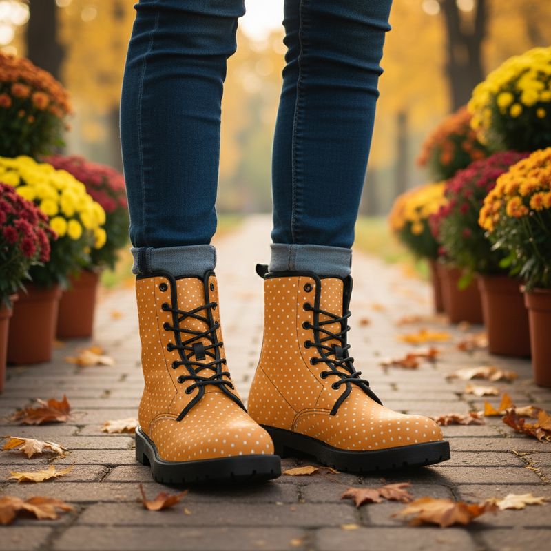 Orangefarbene Lederstiefel - Sunny Dot