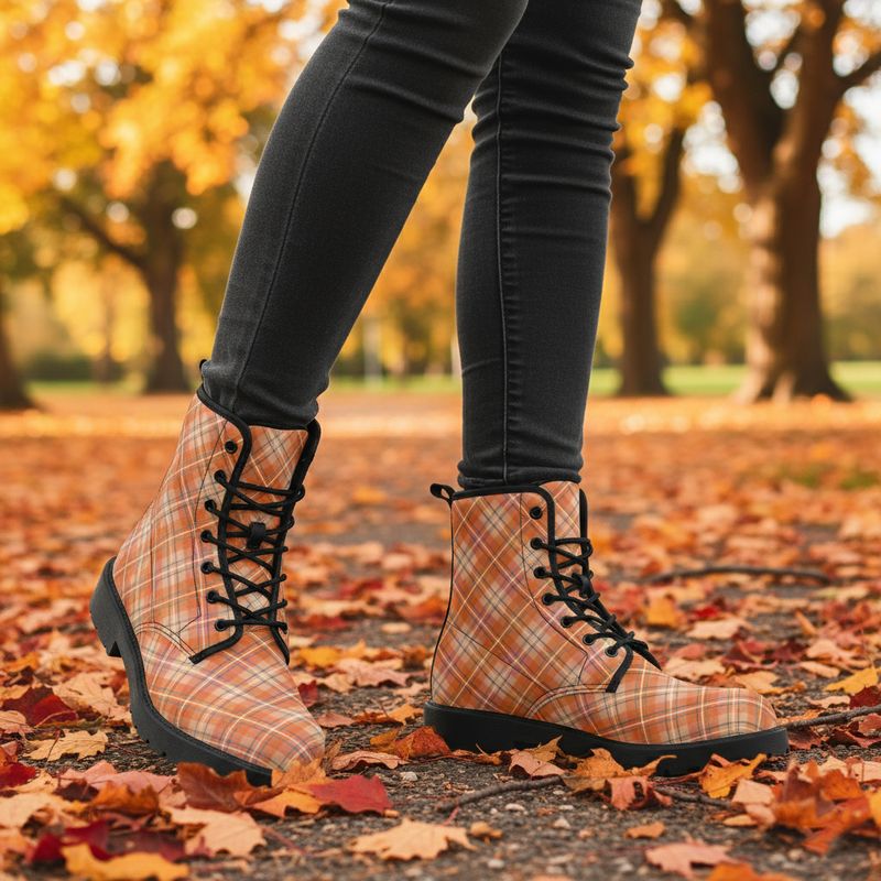 Klassisches Karomuster Lederstiefel - Autumn Vibes