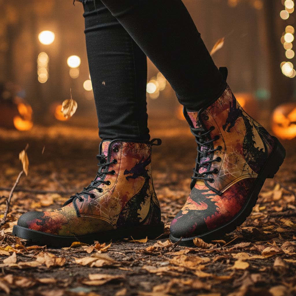 Drachenmotiv Lederstiefel - Dragon Inferno