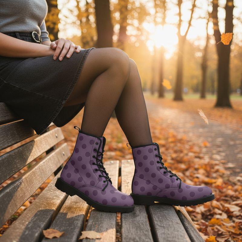 Lilac leather boots - Violet Dots
