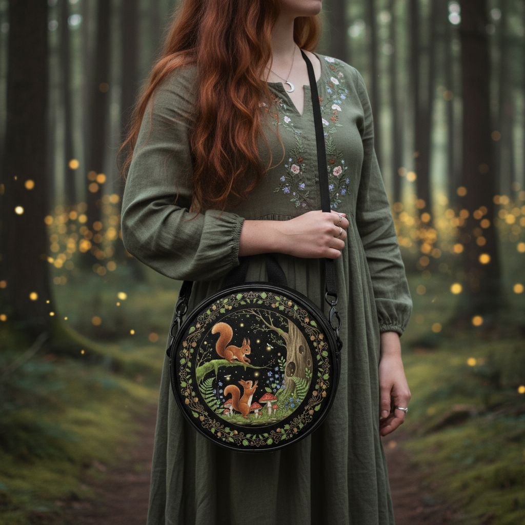 Squirrel Forest Motif All-Round Bag Forest Whispers