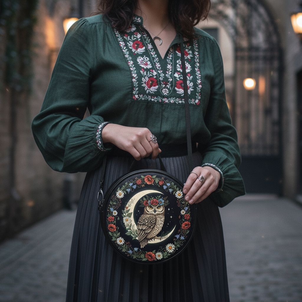 Owl, Moon &amp; Flower Wreath All-Round Bag Luna Owl