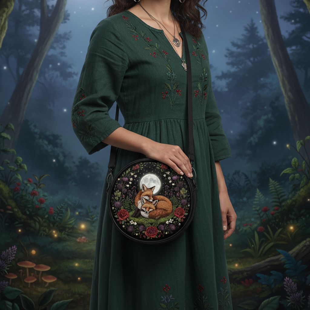 Fox &amp; Moon Motif All-Round Bag Moonlit Fox Love