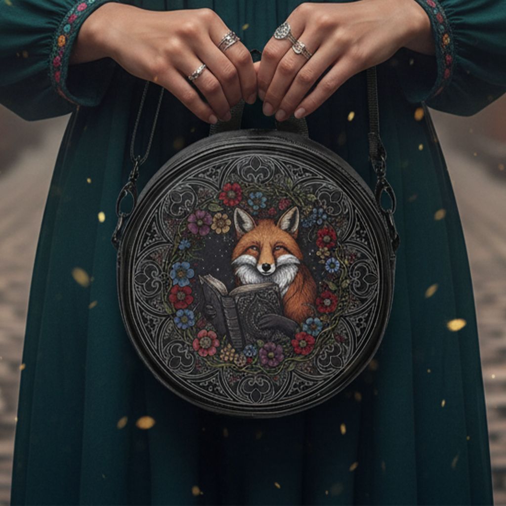 Fox &amp; book motif all-round bag Bookish Fox
