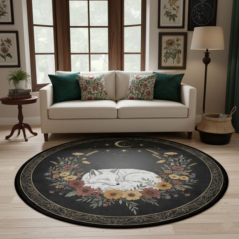 Round rug with sleeping fox