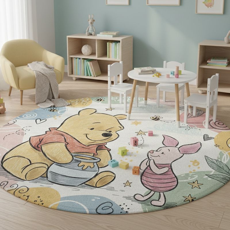 Round children&#39;s rug with Pooh &amp; Piglet motif