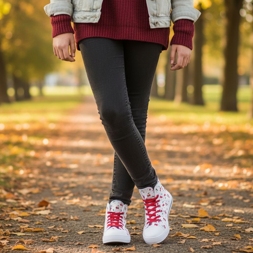 High-Top Canvas Shoes - Cherry Dots Delight