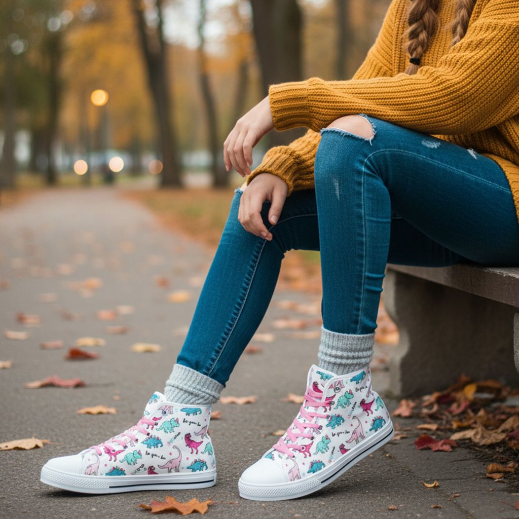 High-Top Canvas Shoes Be Rawr-some