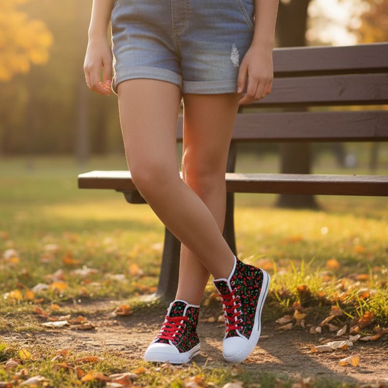 High-Top Canvas Shoes - Cherry Pop