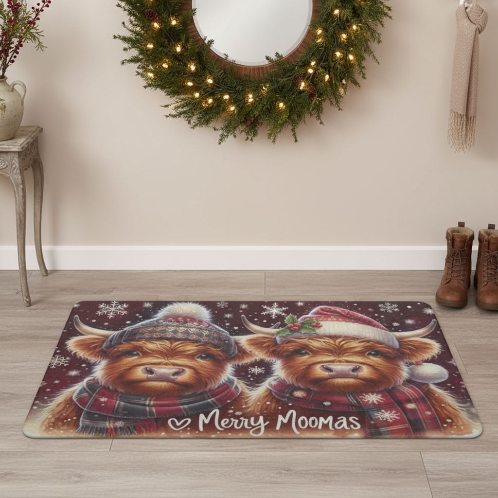 Highland Cow Doormat Merry Moomas