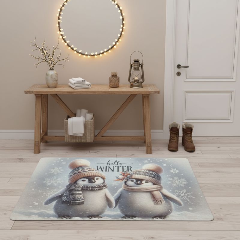 Winter Magic Doormat Winter Penguin Love
