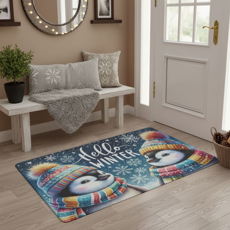 Winter Magic Doormat Frosty Penguin Joy
