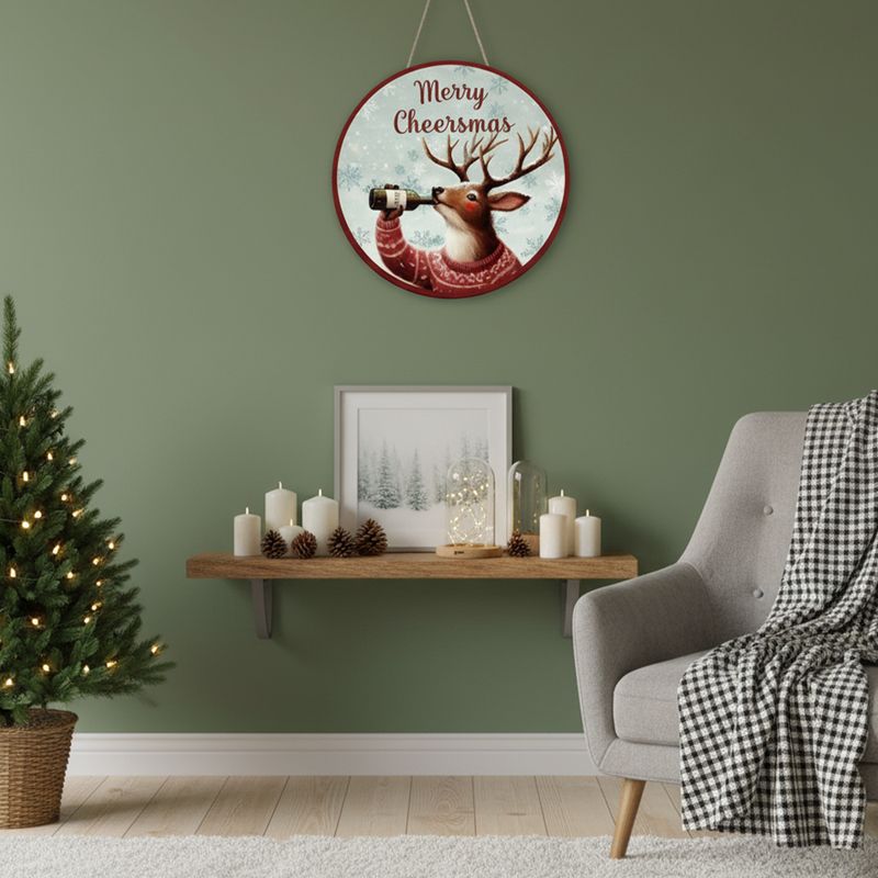 Merry Cheersmas decorative sign reindeer in Christmas sweater