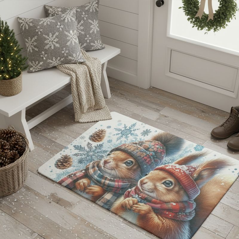 Winter Friends Squirrel Doormat