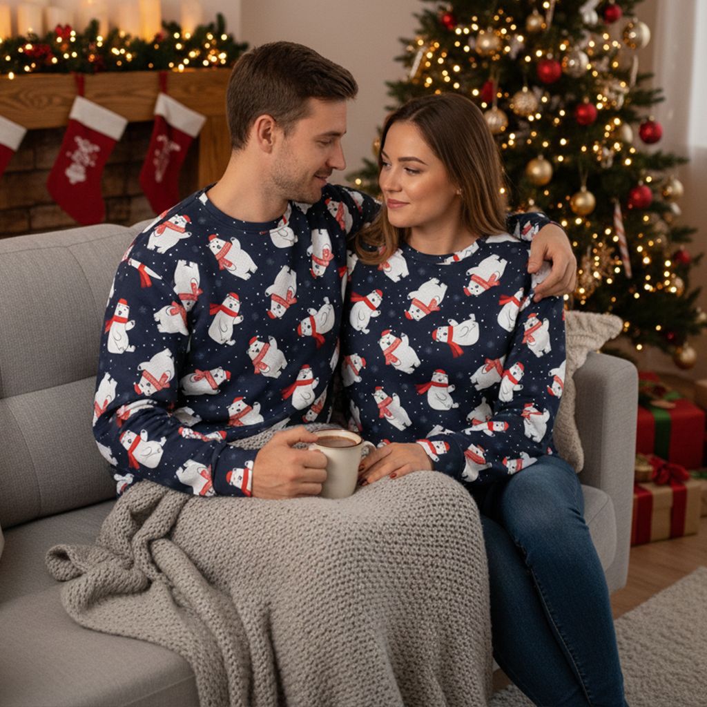 Christmas - Polar Bear Unisex Sweater Dark Blue