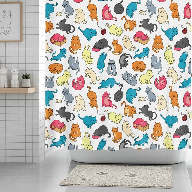 Colorful cartoon cats shower curtain