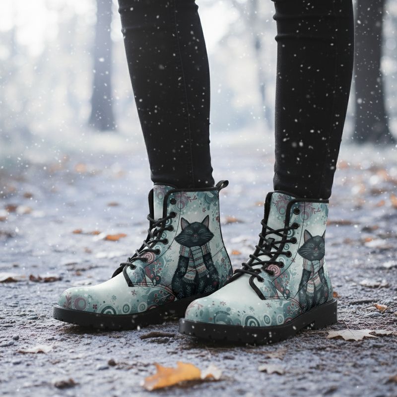 Winter Whiskers – Cozy Cat leather boots