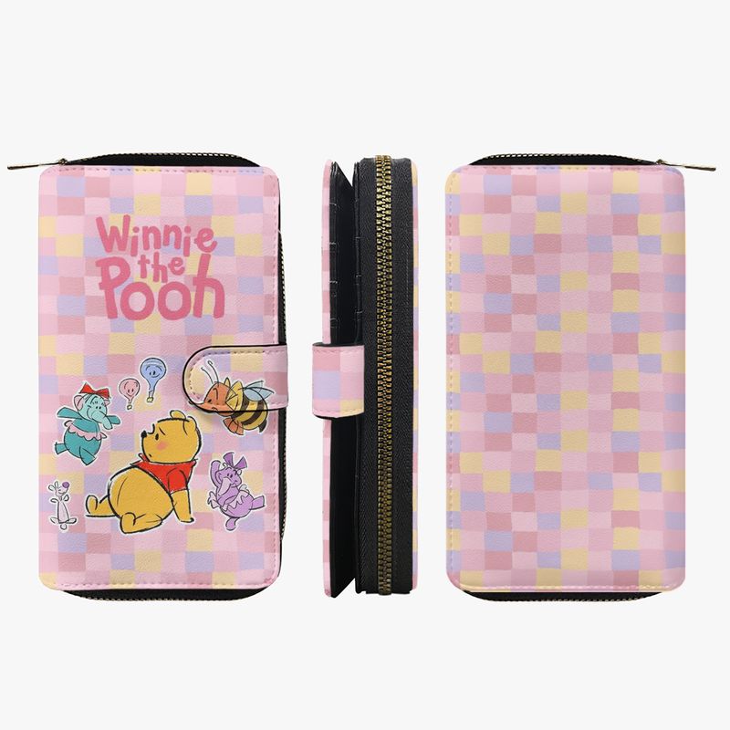 Large Winnie the Pooh wallet, pastel check design