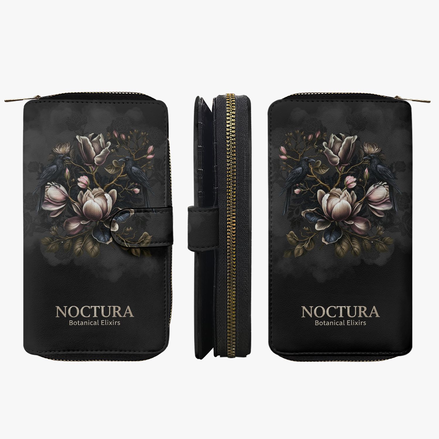 Large NOCTURA Raven Magnolia Noir wallet