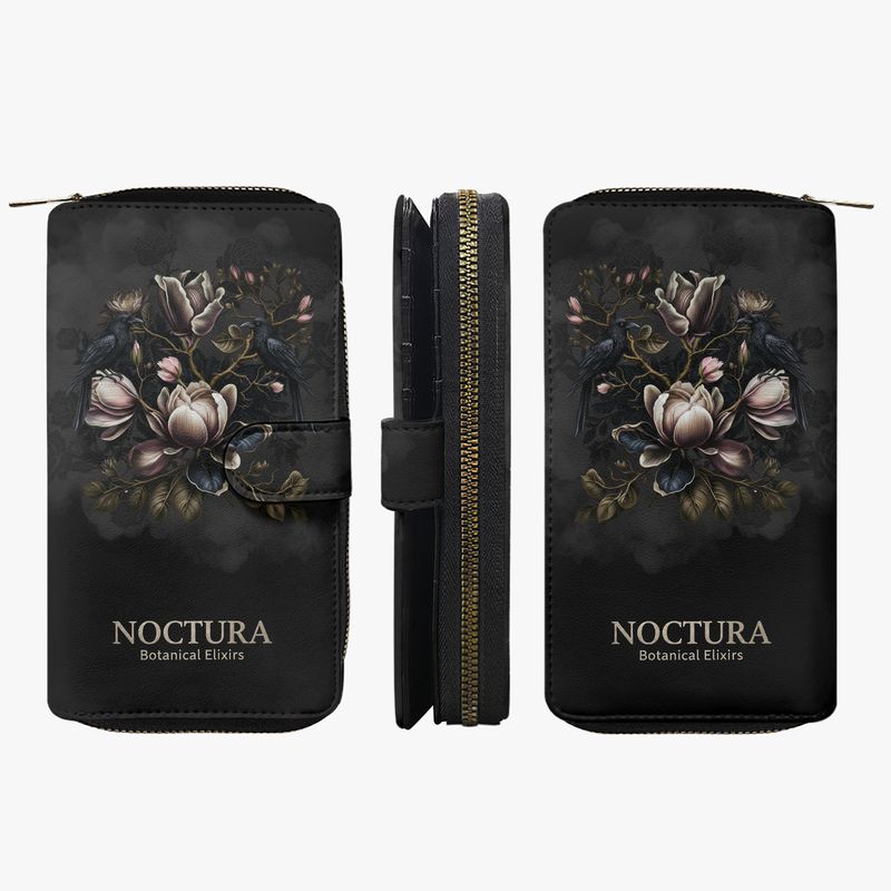 Large NOCTURA Raven Magnolia Noir wallet