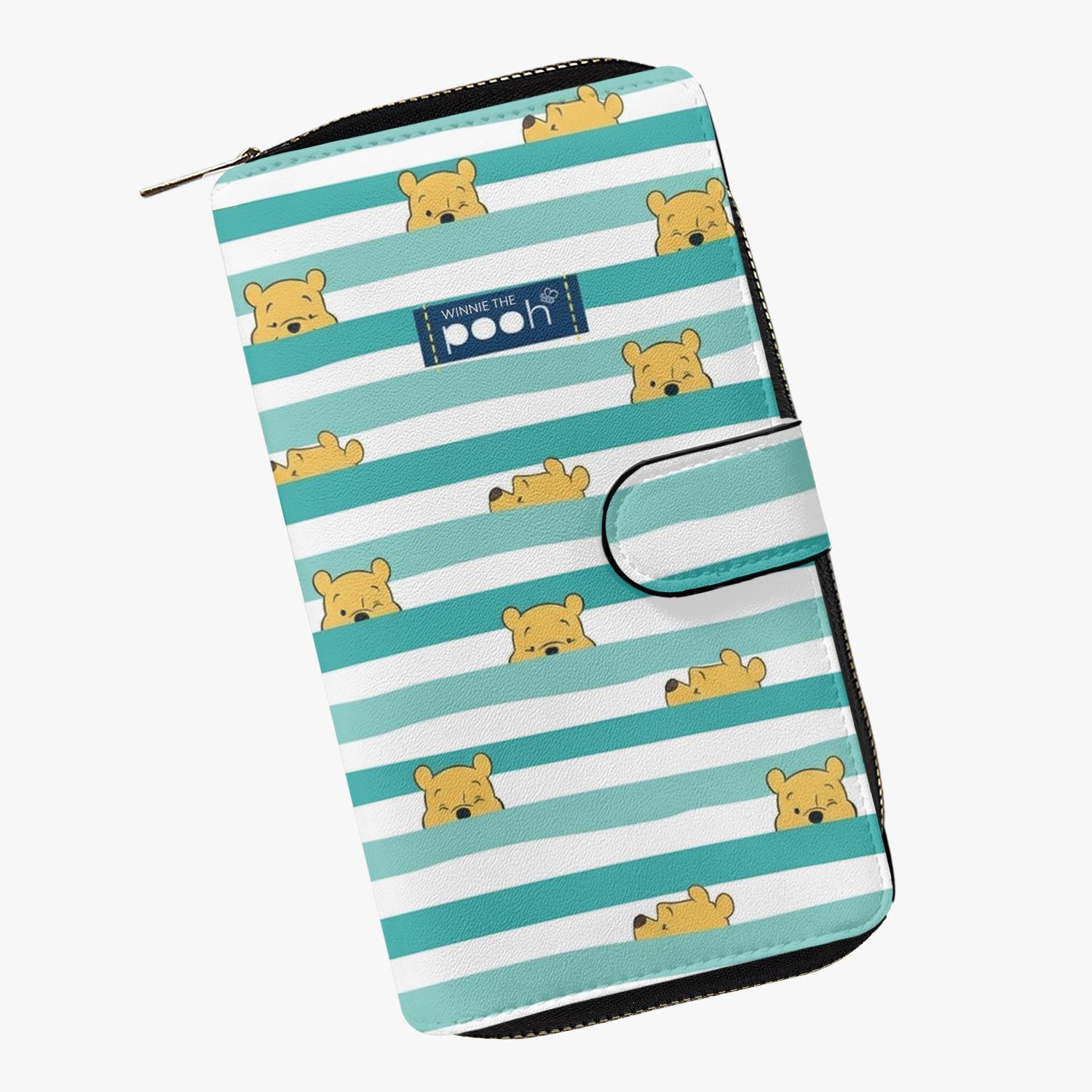 Large mint and white striped Winnie the Pooh wallet