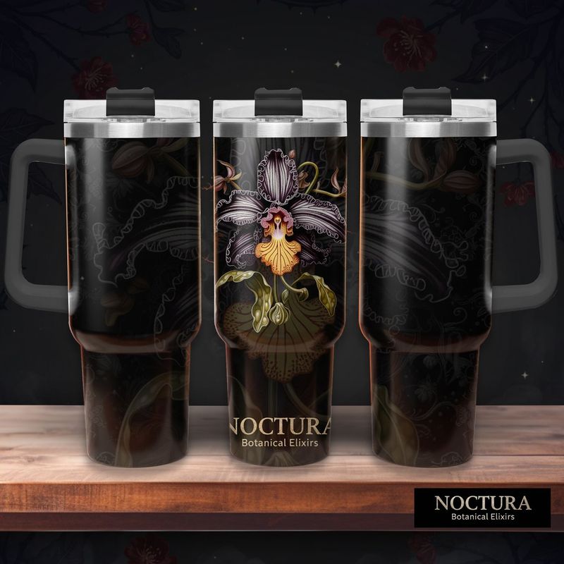 NOCTURA Obsidian Orchid Bloom Tumbler with Handle - ToGo