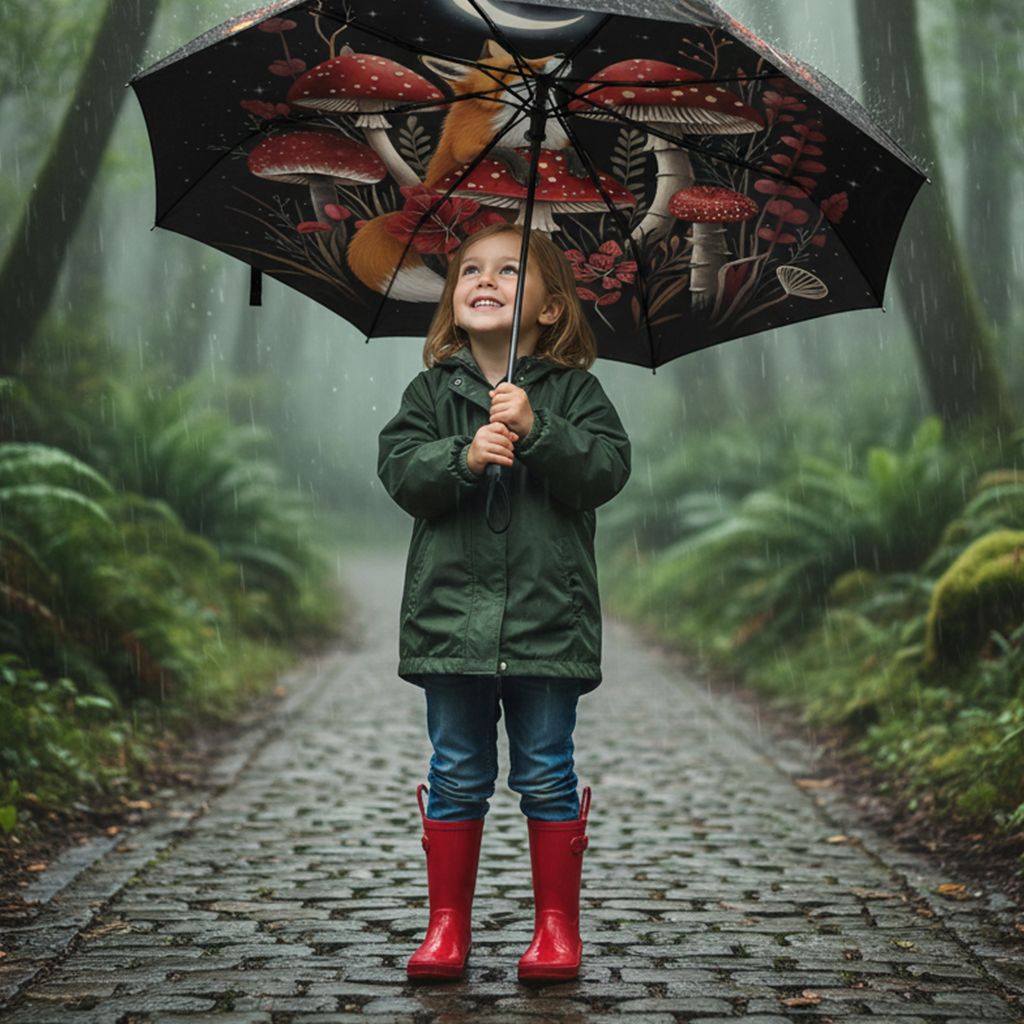 NOCTURA Moonlit Fox – Enchanted Forest Umbrella – Automatic